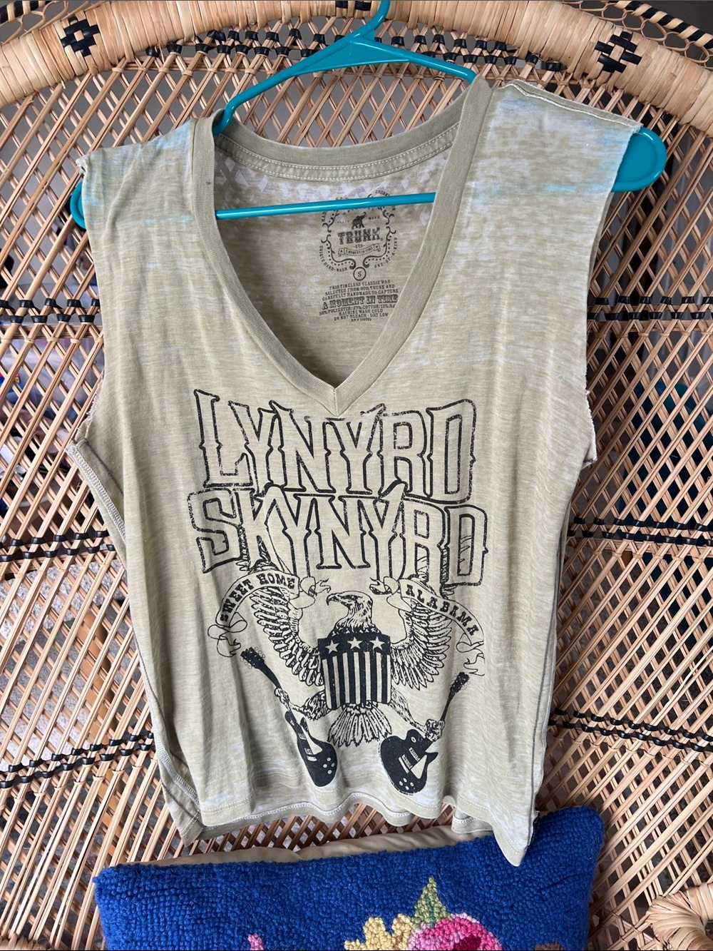 Trunk Ltd Olive Green Lynyrd Skynyrd V-Neck Muscle Tee